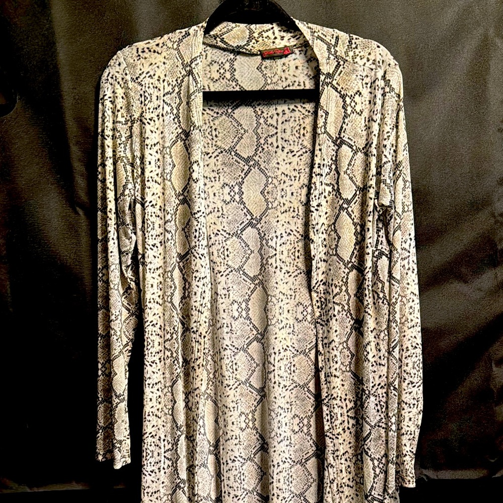 Snakeskin Print Open Cardigan